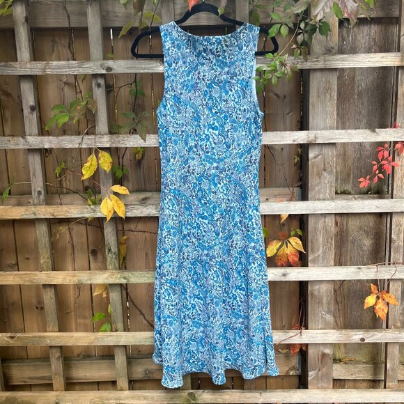 Vintage Blue Floral Sleeveless Midi Dress – 90s Y2K Style - Picture 3 of 3